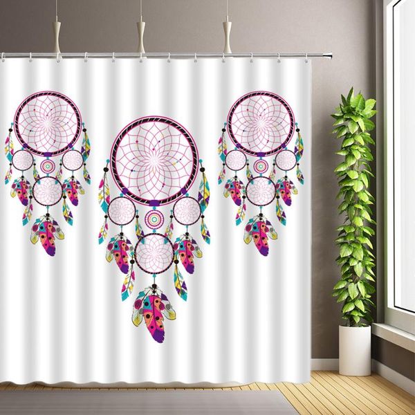 

multi-sizes dream feather pattern bathroom shower curtains waterproof polyester bath screen home bathtub decoration