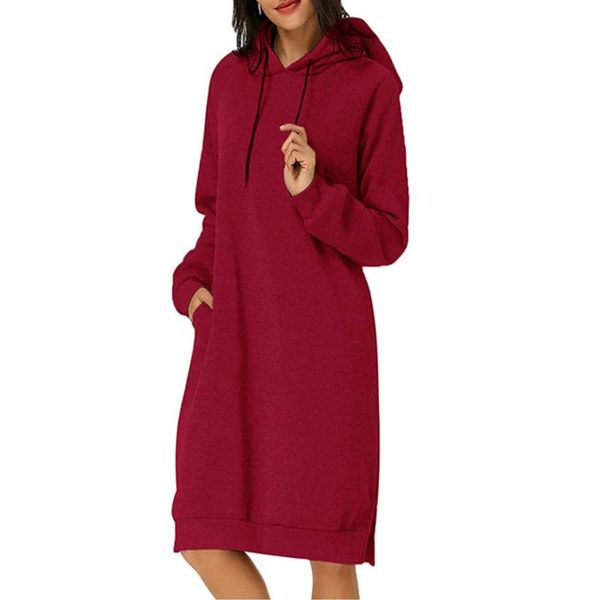 

women's hoodies & sweatshirts solid colour women long sweatshirt dress 2021 casual tracksuit set hooded pullovers female slim hoody, Black