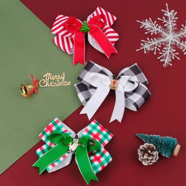 

hair accessories oaoleer 6 inch christmas bows with clip girls children ribbon festival headdress fashion hairpins headwear, Slivery;white