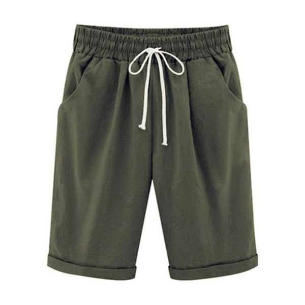 

women's shorts 2021 oversized women summer cotton linen casual ladies drawstring elastic loose short trousers plus size, White;black