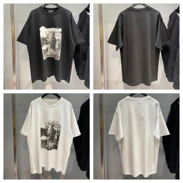 

men's t-shirts 2021 spring summer women's paris letter embroidery cotton black short sleeve men t-shirt 22, White;black