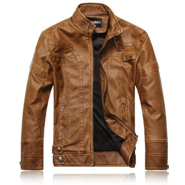 

men's jackets 2021 brand casual leather clothing youth large locomotive pu coat plush fur, Black;brown