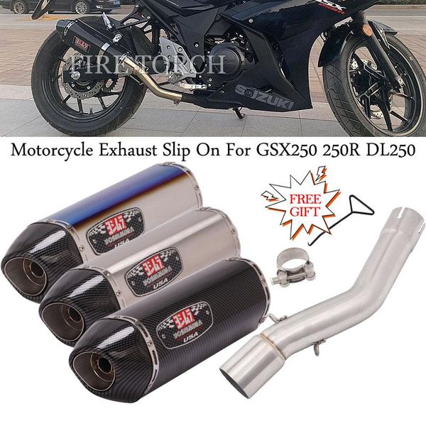 

motorcycle exhaust system slip on for gsx250 250r dl250 modified yoshimura db killer 51mm muffler stainless steel middle link pipe