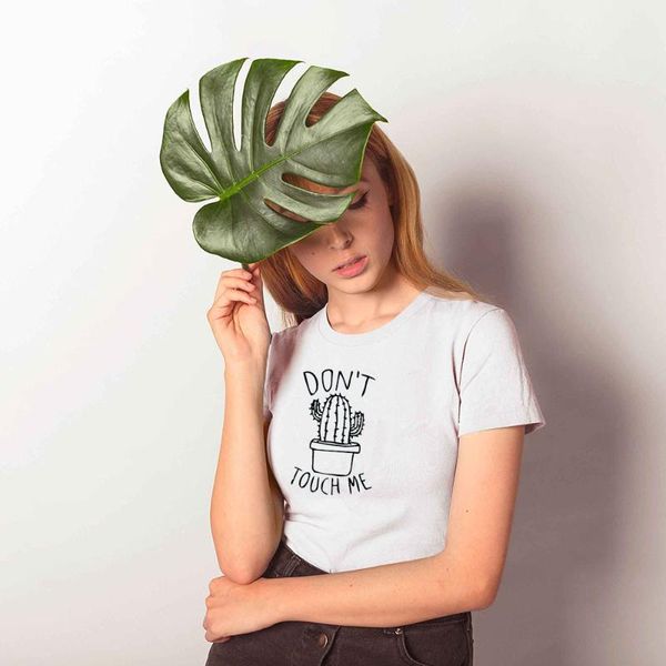 

women's t-shirt 2021 cactus printed cotton harajuku summer female tee for lady girl funny round neck t-shirts hipster, White