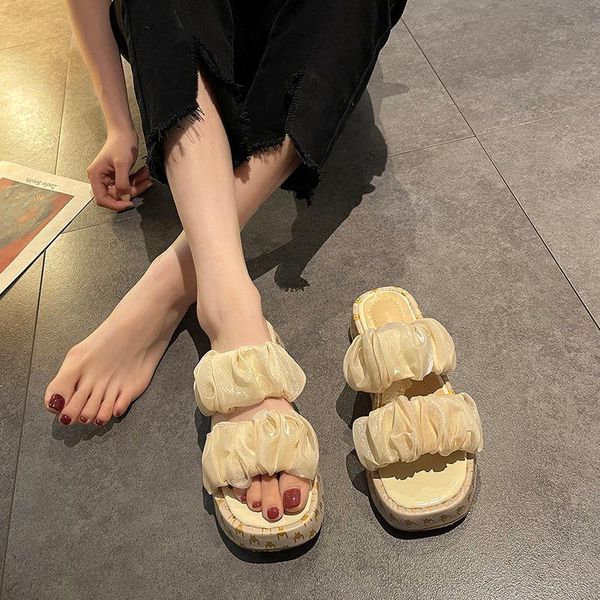 

sandals and slippers female summer 2021 muffin thick bottom beach shoes net infrared wear fashion increase t, Black