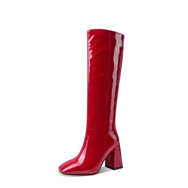 

Knee High Boots For Women Shoes Chunky High Heels Fashion Club Party Winter Autumn Female Ladies Footwear Size 34-43, Black