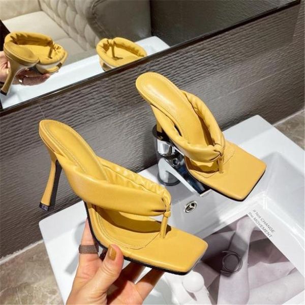 

slippers women square open-toed ladies flip flops mules high heels sandals quality summer shoes female pumps, Black