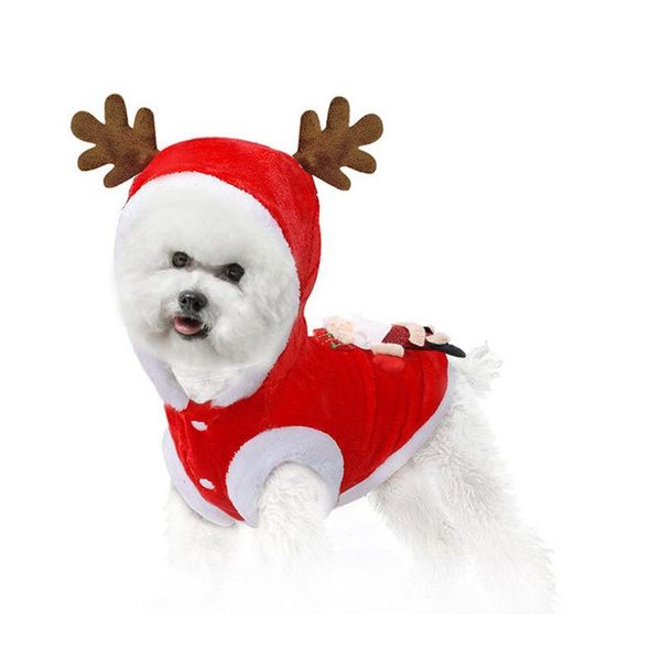 

dog apparel winter warm flannel clothes elk christmas coat clothing year's pet puppy decoration costume