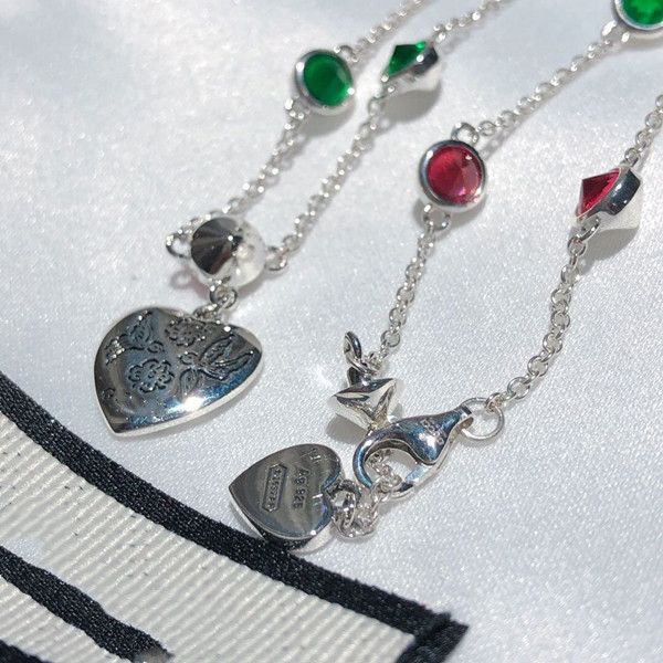 

colorful bracelet 925 real silver bracelet personality chain for woman gift fashion sterling silver bracelets with box g, Golden;silver