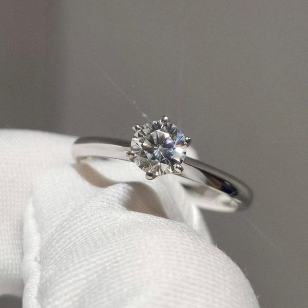 

cluster rings classic 14k white gold moissanite ring 0.5ct 5mm jewelry trendy wedding party engagemen anniversary, Golden;silver
