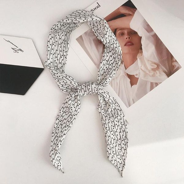 

scarves women silky narrow skinny hair wrist scarf vintage floral print neckerchief korean style handbag handle wrap bag ribbon, Blue;gray