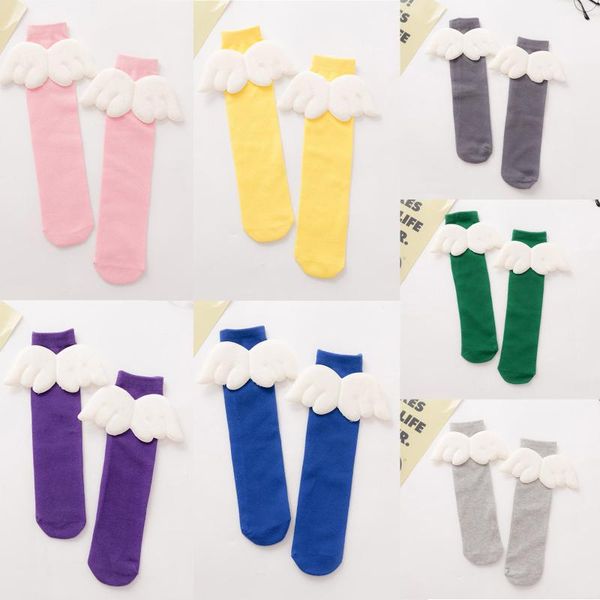 

socks born baby girls wing solid no heel design cute boneless suture princess knee long sweety girl, Pink;yellow