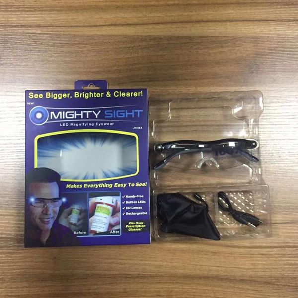 

sunglasses mighty sight led light glasses presbyopia reading glass 160% magnifier luminous night vision, White;black