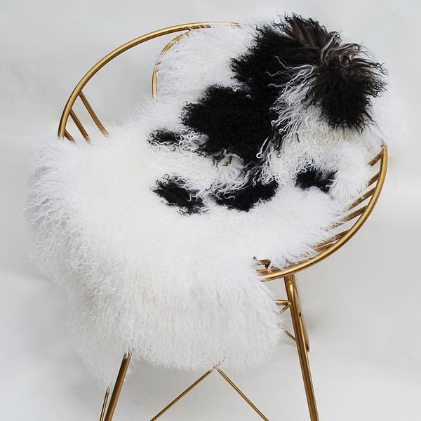 

blankets cx-d-185 soft long hair mongolian lamb fur chair cover bedroom natural color rug blanket
