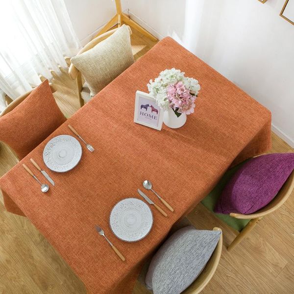 

table cloth linen solid color meeting room cotton orange simple style desk coffee