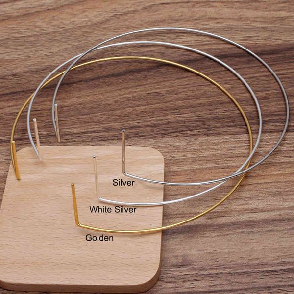 

20pcs 2mm metal wire circle headbands diy tiaras two bars round hair hoops hairbands for handmade bridal jewelry crowns, Silver