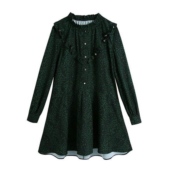 

casual dresses blsqr casua flower print women dress long sleeve draped vintage mini mujer, Black;gray