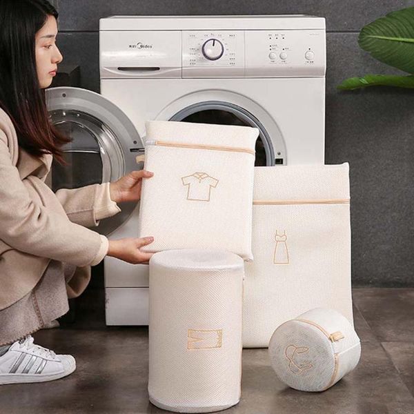 

laundry bags multi size foldable zippered type mesh washing bag home practical cleaning care clothes underwear net