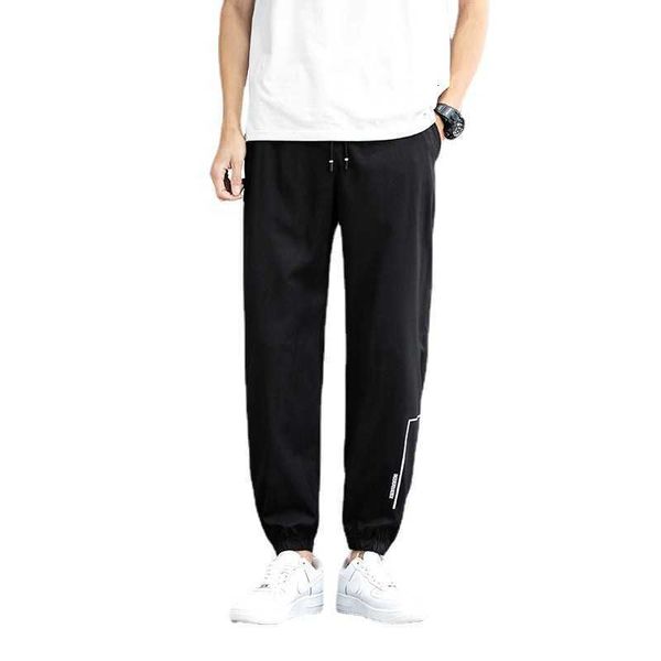 

youth men's leggings spring and autumn casual printing loose outdoor capris sports pants, Black