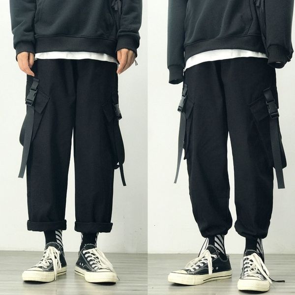 

men's pants streetwear tactics joggers men sweatpants loose harem male fashion casual trousers m-3xl z49j, Black