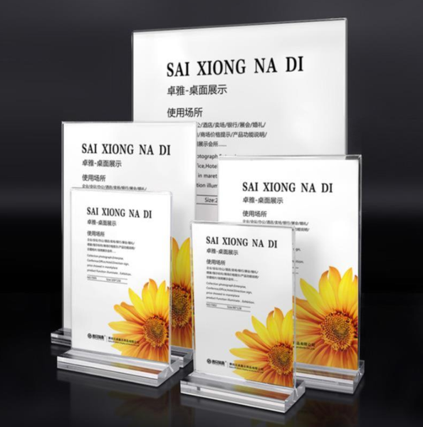 

297*210mm acrylic menu list price tag sign holder t shape clear advertising poster display stand frames