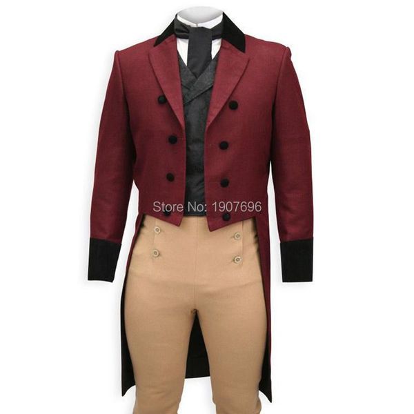 

double breasted man tail coat with peaked lapel for prom mens stage clothes 3 piece jacket pants waistcoat vest vintage style men's sui, White;black
