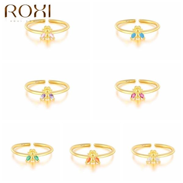

cluster rings roxi color bee for women silver 925 jewelry finger ring birthday friendship gift anillos hand accessories, Golden;silver