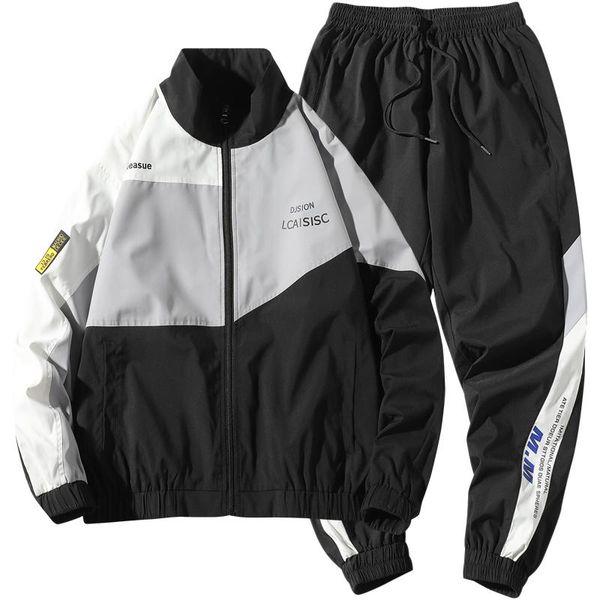 

men's hoodies & sweatshirts oversized sweatshirt autumn two-piece set jackets with pants two piece tracksuit, Black