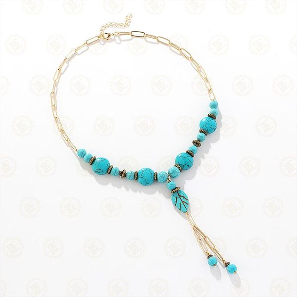 

chains one gold plated brass and semi-precious stone necklace (be1137), Silver
