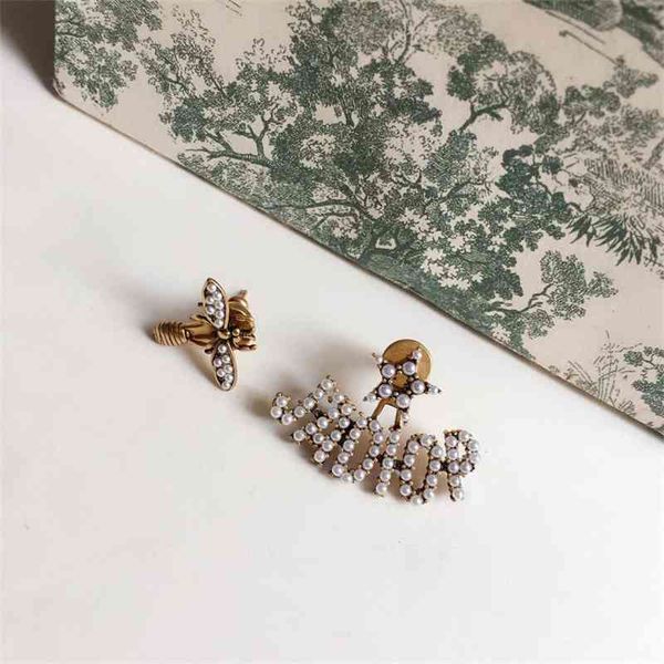 

75% off outlet online family pearl design ear stud advanced simple light luxury letter earrings net red 9ms4, Silver