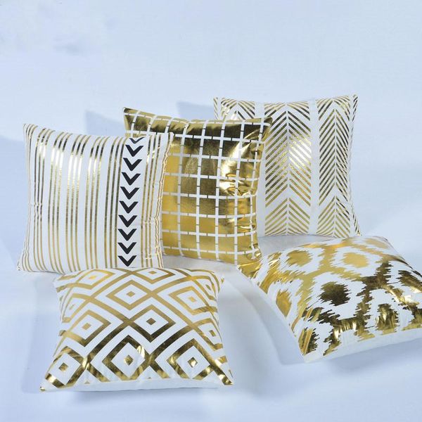 

bronzing cushion cover geometric velvet gold white decorative pillow case 45*45 love pineapple sofa home decoration pillowcover cushion/deco