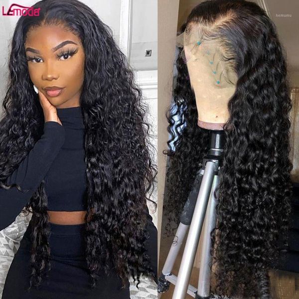 

lace frontal wig 13x6 water wave front curly human hair wigs peruvian 180 remy deep transparent1, Black;brown