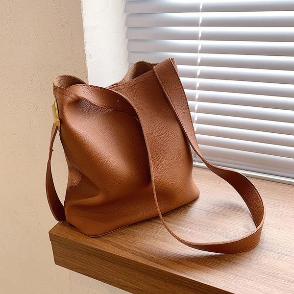 

evening bags casual bucket shopper bag women's shoulder crossbody female handbag 2021 autumn retro large capacity handbags for women