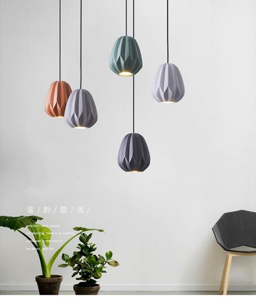 

pendant lamps cute simple ins pink grey green orange modern nordic light good quality home decoration hanging lamp