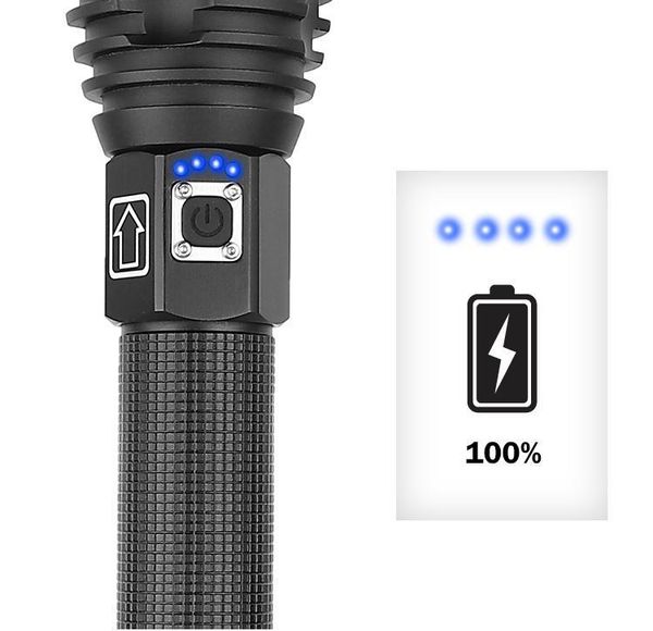 

dishykooker xhp90 led 3 modes dimming high brightness usb charging torch with 2 batteries flashlights torches