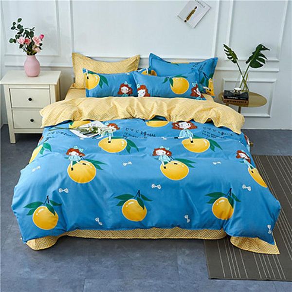

bedding sets 4pcs home textile fruit angel blue pure cotton double bed comefortable soft bedspreads quality quilt cover oceania