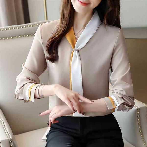 

korean fashion womens and blouses chiffon office lady women shirts ladies plus size xxl blusas femininas elegante 210531, White