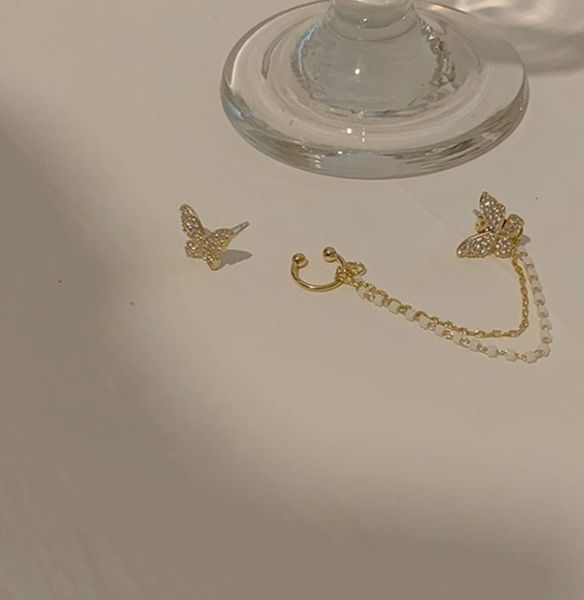 

butterfly earring femininity korean personality ear clip integrated super fairy tassel, Silver