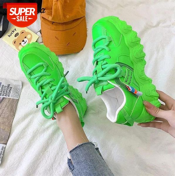 

platform women sneakers white green casual shoes women thick sole tennis chunky shoes basket femme women shoes 2021 #qv7n