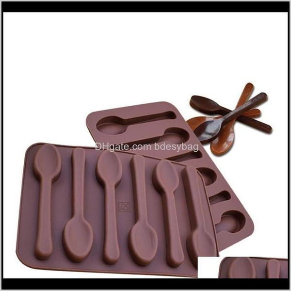 Sile Spoon-Shaped Chocolate Mold: DIY Cake Decoration, Non-Stick, 6-Hole Design for Jelly, Ice, Baking - Home & Kitchen