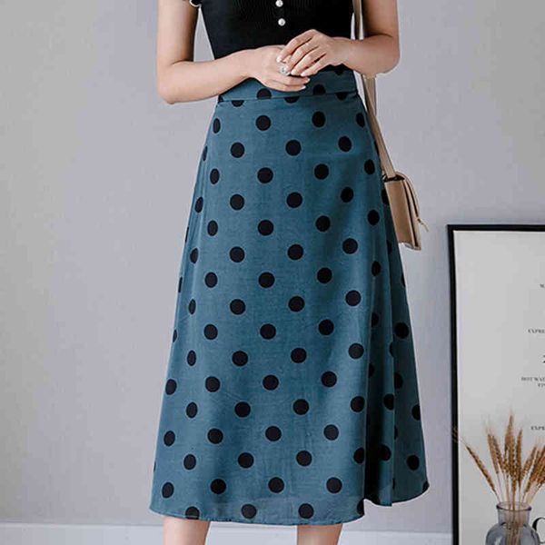 

casual dresses shintimes skirts womens korean fashion dot ladies a-line skirt spring high waist elastic chiffon jupe femme xyjg, Black;gray