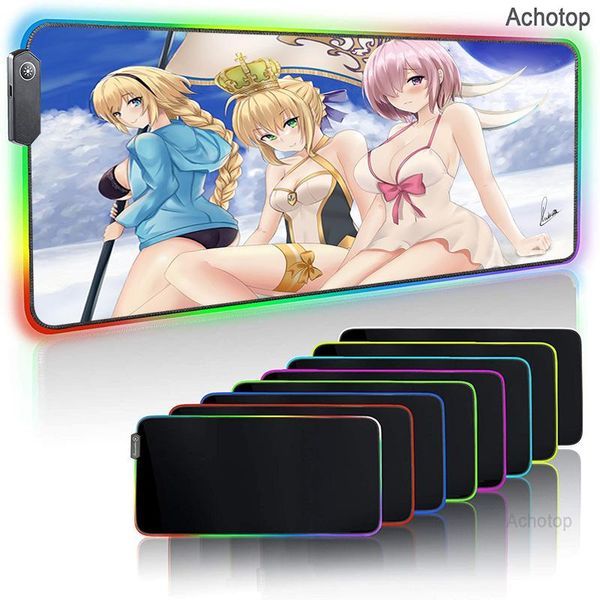 

mouse pads & wrist rests anime girl rgb gaming pad computer gamer mousepad large mausemat game stitching mat pc lapkeyboard desk carpet