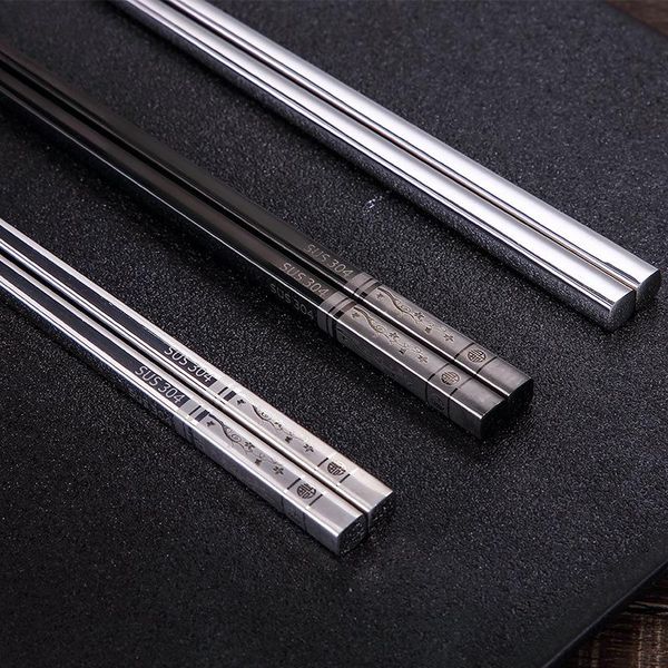 

zollor 1pair stainless steel anti skid plum blossom chopsticks bread metal iron portable chinese healthy stick tableware