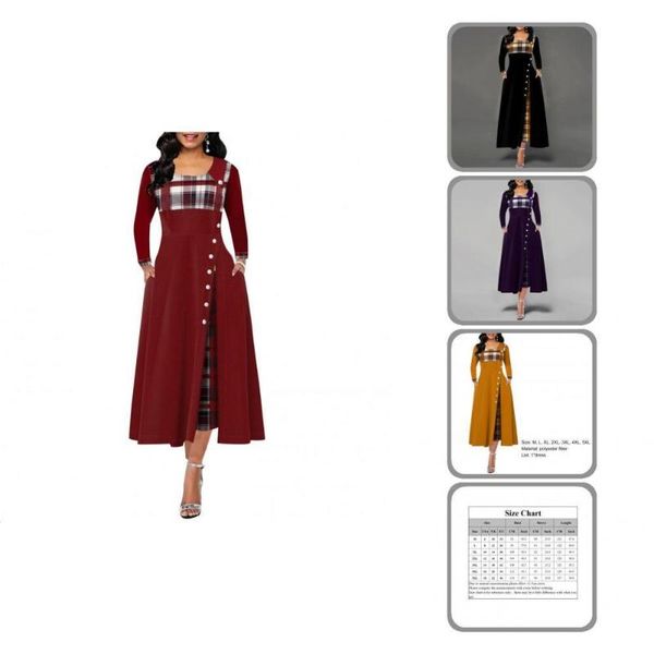 

casual dresses double-layered fabulous patchwork banquet dress elegant long sleeve for daily wear, Black;gray