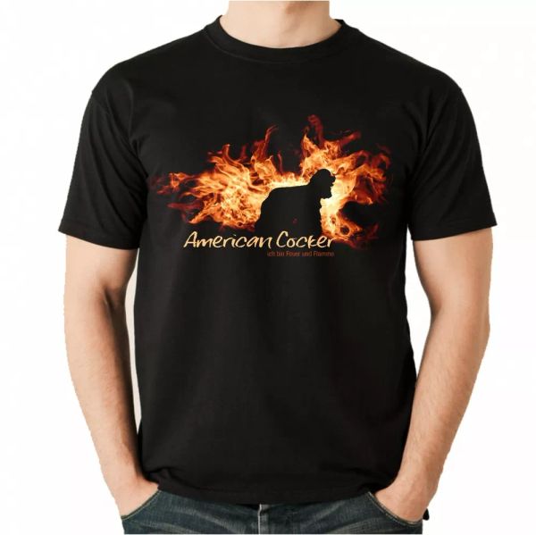 

Unisex T-Shirt American Cocker Fire and Flame by siviwonder Dog Motif, Mainly pictures