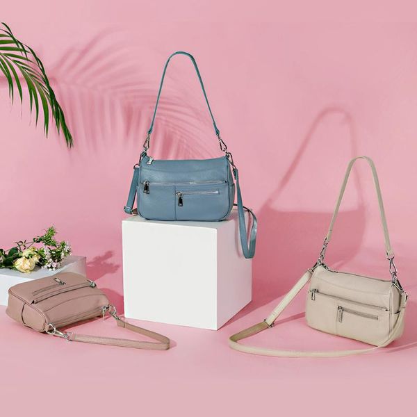

totes women's leather shoulder bag, 100% beige, fashionable blue linen strap