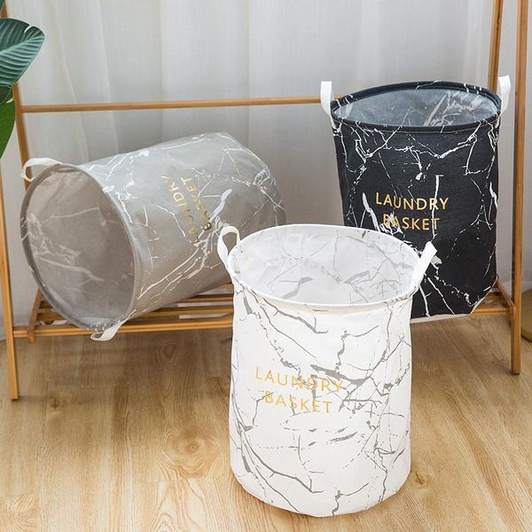 

marble pattern folding laundry basket round storage bin bag large hamper collapsible clothes toy holder bucket organizer boxes & bins