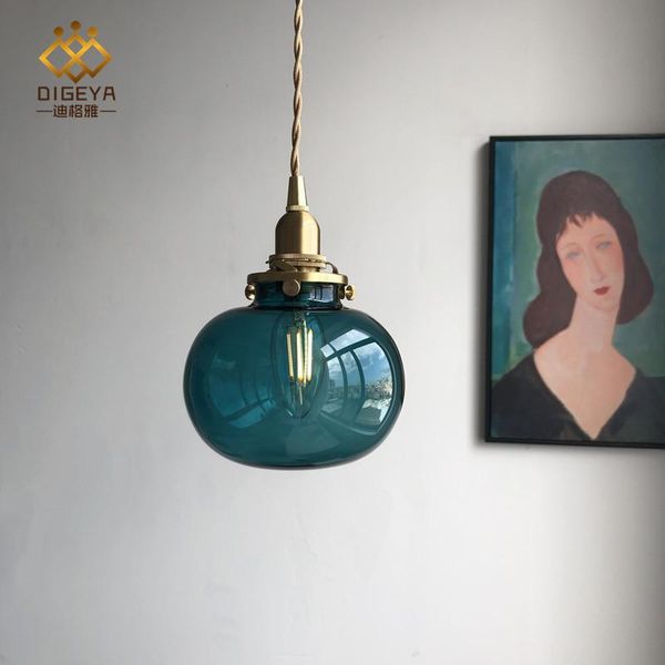 

pendant lamps japanese style retro brass glass creative personality homestay bar bedroom bedside dining room mirror lights lx112306
