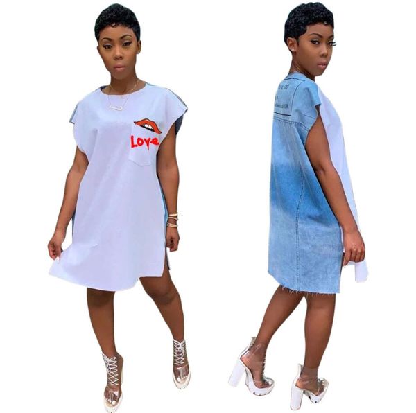 

2021 new2021 2019 new fashion women's two side patchwork dress, White