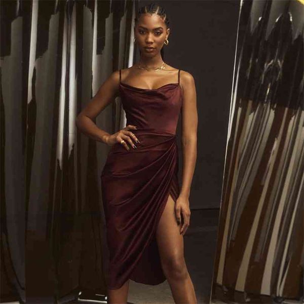 

summer elegant women spaghetti strap party dress sleeveless white evening celebrity runway midi club dresses 210507, Black;gray